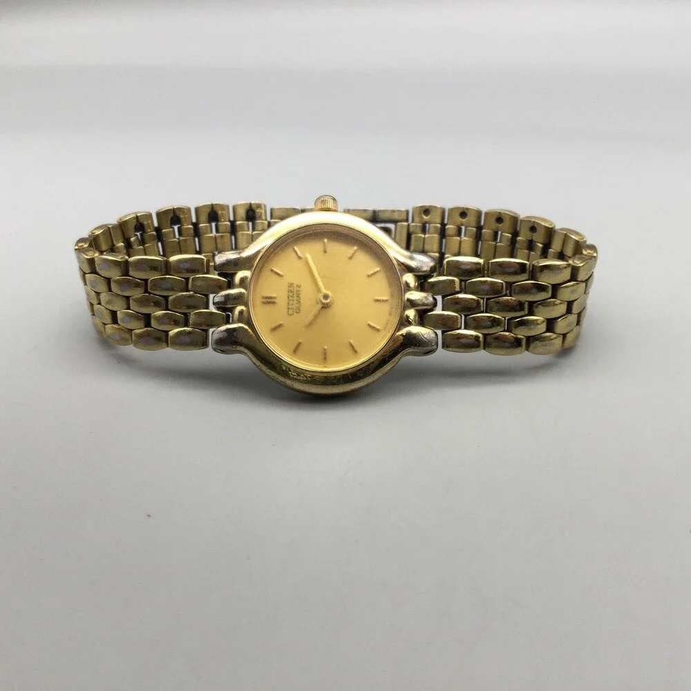 Citizen 1020-S54554 Womens Watch 22mm Champagne Dial Gold Tone New Battery 6.25